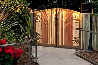 Wood and Iron Custom Gates with Custom Hand Forged Hinges