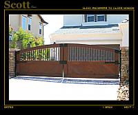 WOOD AND IRON AUTO GATES WITH HAND FORGED HINGES